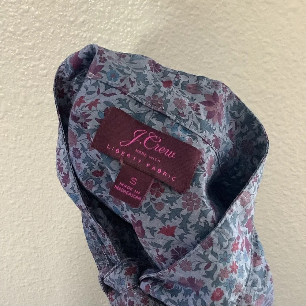 J.‎ Crew X Liberty London Collab Blue Prairie Floral Bow Puff Sleeve Blouse S
